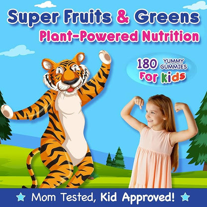 Infusions Super Fruit and Super Green Gummies for Kids 180 Count - Superfood Blend Soft and Delicious Gluten Free Non-GMO