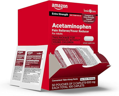 Amazon Basic Care 500 mg, 100 Count (2 Pack 50)