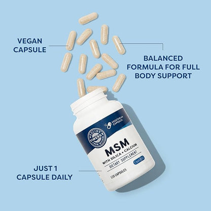 Vimergy MSM with Silica + Calcium Capsules, 120 Servings – Supports Bone Health – Promotes Hair & Nail Health – Non-GMO, Gluten-Free, Kosher, Soy-Free, Corn-Free, Vegan & Paleo Friendly