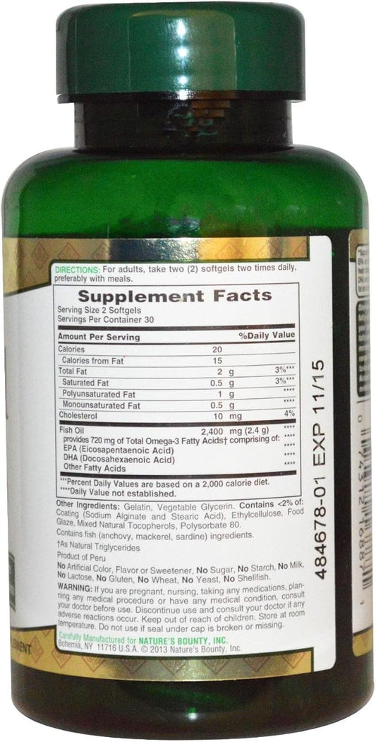 Nature's Bounty Fish Oil, 1200mg, Softgels, 60 ea