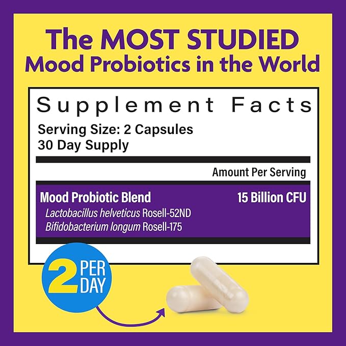 InnovixLabs Mood Probiotic Supplement Rosell-52ND & Rosell-175, 60 60 Capsules