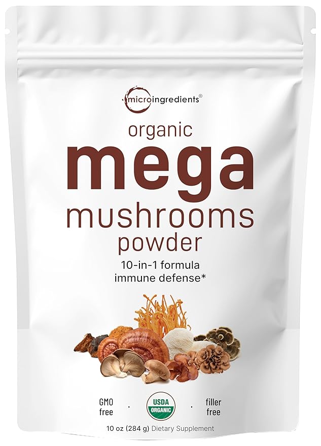Micro Ingredients Organic Mega Mushroom 10 1 Complex 10 Ounce (284 Days