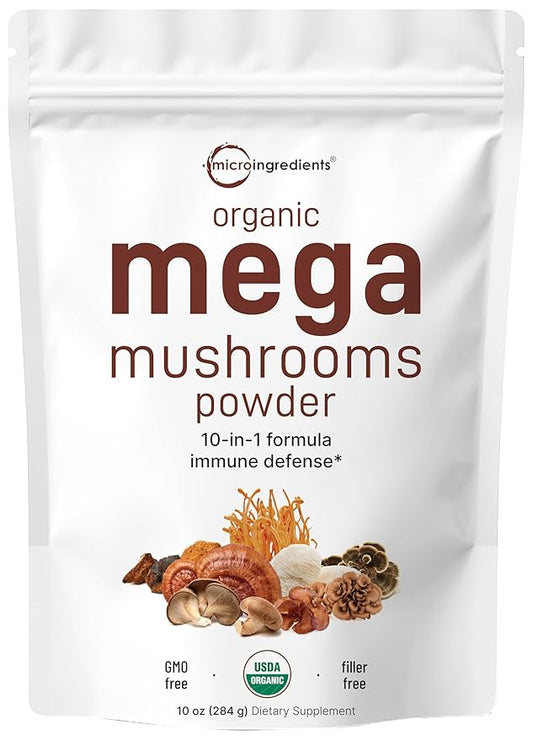 Micro Ingredients Organic Mega Mushroom 10 1 Complex 10 Ounce (284 Days
