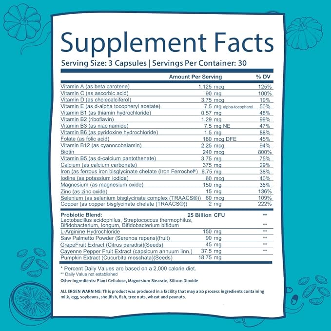 GOBIOTIX Probiotic Multivitamin Supplement 25 Billion 90 Capsules