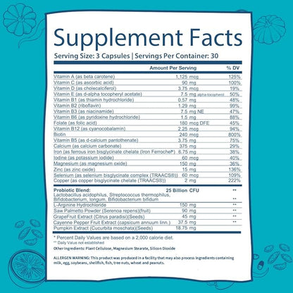 GOBIOTIX Probiotic Multivitamin Supplement 25 Billion 90 Capsules