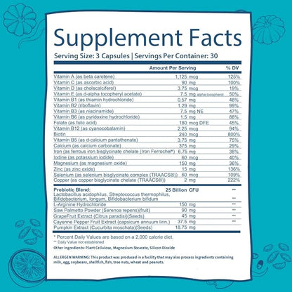 GOBIOTIX Probiotic Multivitamin Supplement 25 Billion 90 Capsules