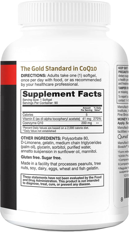 Qunol CoQ10 200mg Softgels, Ultra CoQ10 Q10 Supplements 90 Count