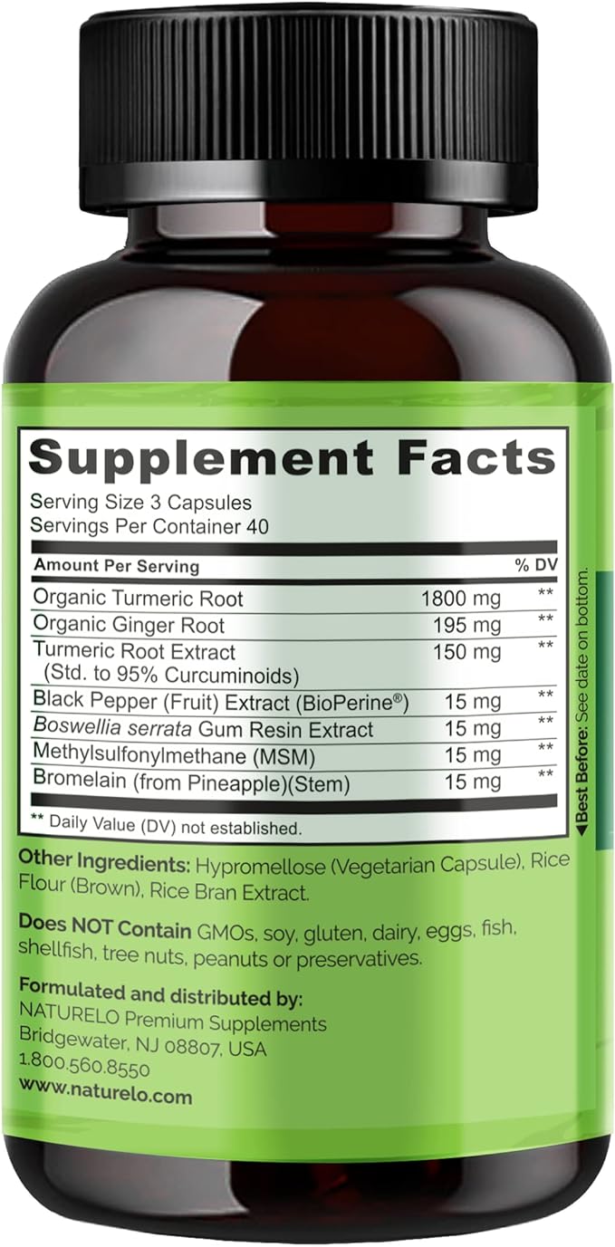 NATURELO Turmeric Curcumin 120 Vegan