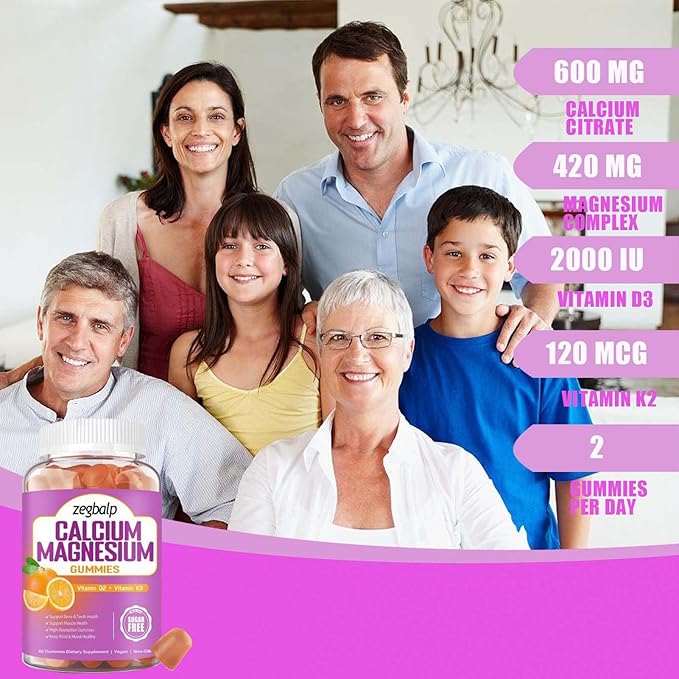 Sugar Free Calcium Magnesium Gummies D3 & K2 for