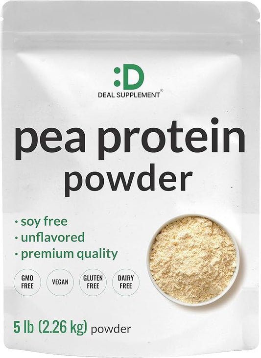 DEAL SUPPLEMENT Unflavored Pea Protein Powder, 5lbs – 27g Protein