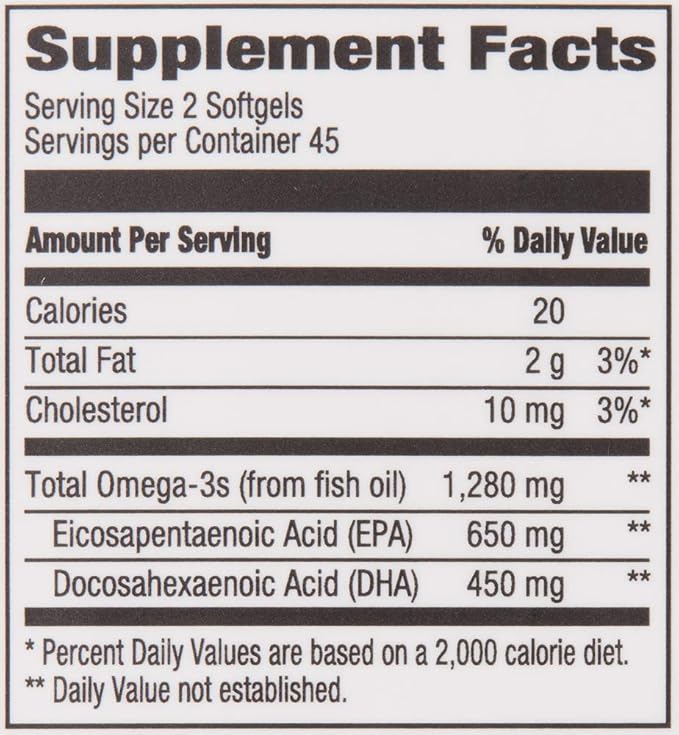 Amazon Brand - Revly Super Omega-3 3-Fatty Acids 90 Softgels (1280 mg 2 Softgels)