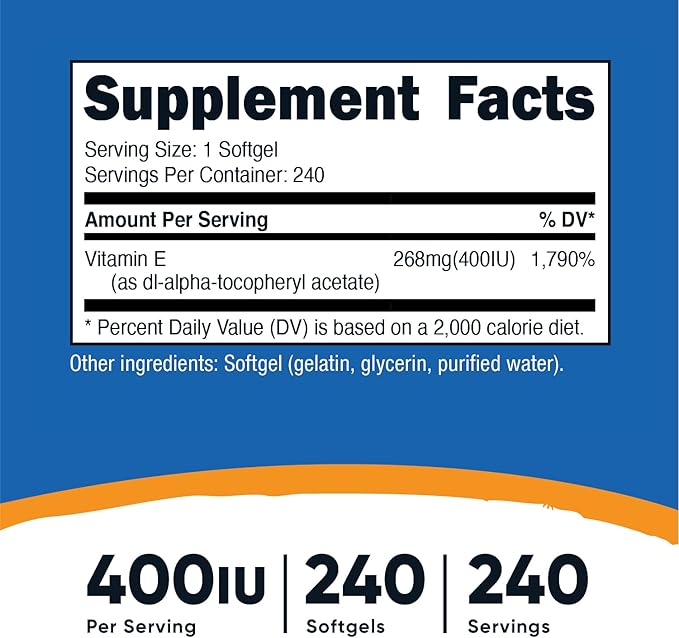 Nutricost Vitamin E 400 IU, 240 (2 Bottles)
