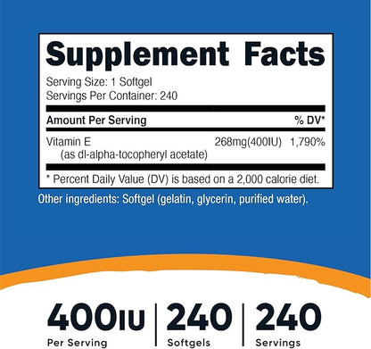 Nutricost Vitamin E 400 IU, 240 (2 Bottles)