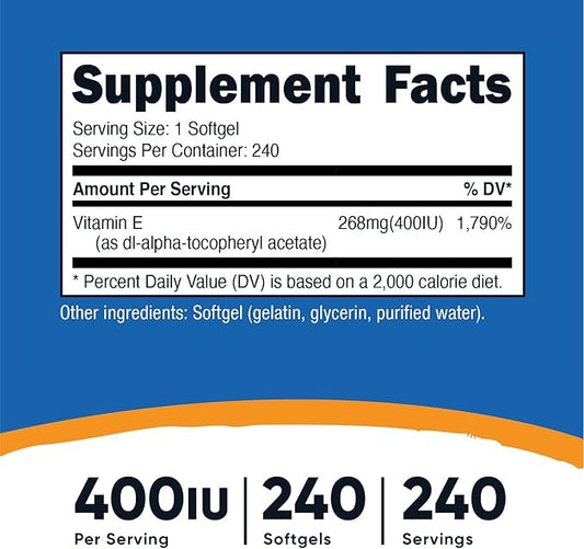 Nutricost Vitamin E 400 IU, 240 (2 Bottles)