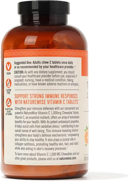 NatureWise Vitamin C 1000mg Chewable Tablet Supplement -200 Count[100 Count[100 Days