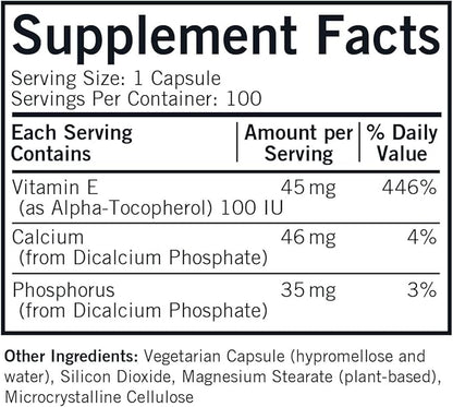 Kirkman Vitamin E 100 IU 100 Vegetarian
