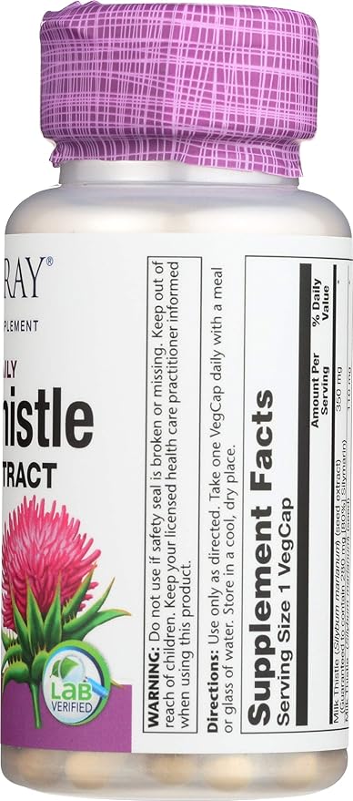 SOLARAY Milk Thistle Seed Extract 350 80% Silymarin, 60 Day 30 Servings, 30 VegCaps