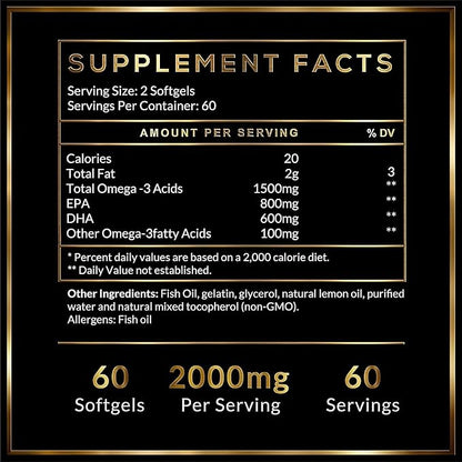 Fish Oil Omega 3 Supplements 60 Softgels