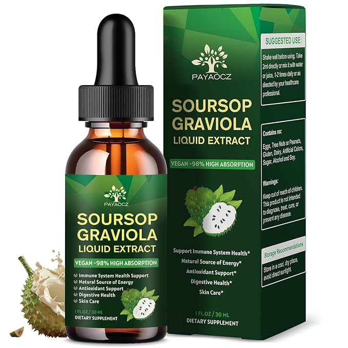 (1 Pack) Soursop Liquid Drops Plus Sea Moss Extract, Graviola Soursop Bitters Liquid Extract for Cell Support & Regeneration, Immune Boost, Liver and Sleep, Soursop Oil Herbal Goodness, 1 Fl Oz