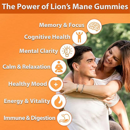 Lions Mane Gummies, Lions Mane Extract to 2500mg, Mushroom Gummies for Adults, Immune & Relaxation, with Lions Mane, Ashwagandha & B12, 420 Gummies