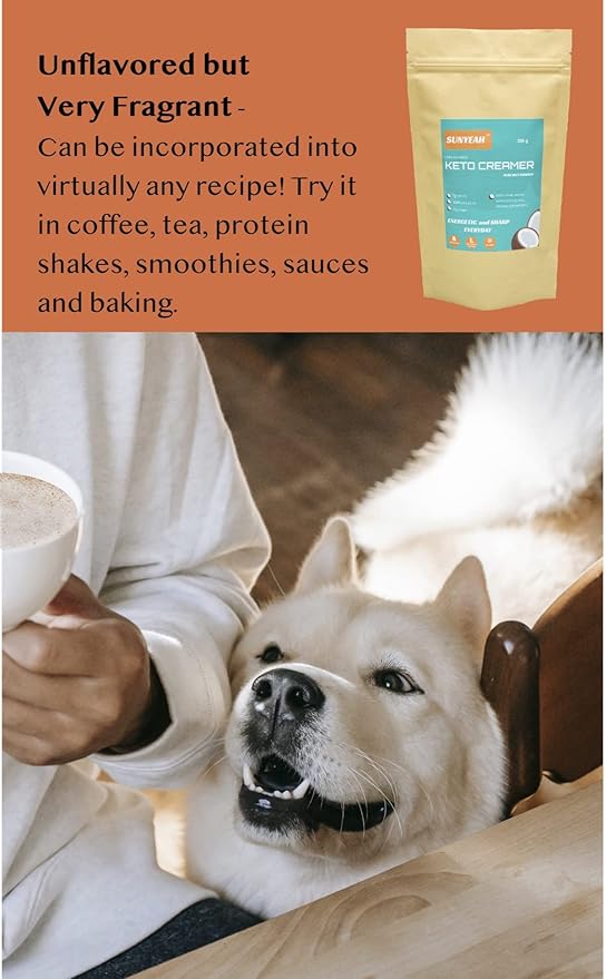 SUNYEAH MCT Powder- MCT Oil Powder, 600 g, KETO Coffee Creamer, Pure C8 C10, No-Sugar, From coconut, Excellent in Coffee, Tea, Water, Shakes, Smoothies, Unflavoured, No-GMO (2)