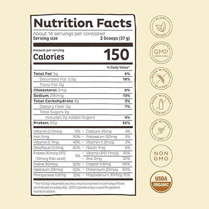 KOS Vegan Protein Powder Erythritol Free, Vanilla 15 Servings
