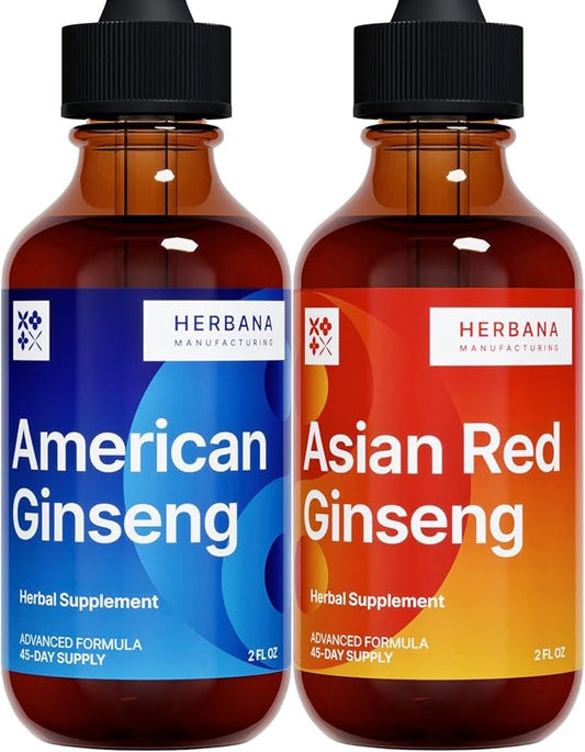 Asian Red Ginseng and American Ginseng (2 Pack)