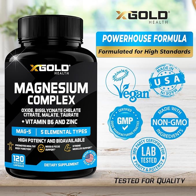 Magnesium Complex 500mg with Vitamin B6 5 in 1 with |120 Caps