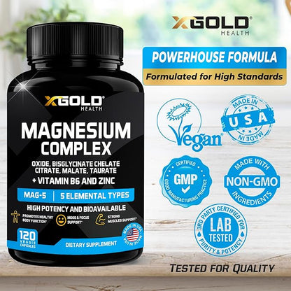 Magnesium Complex 500mg with Vitamin B6 5 in 1 with |120 Caps