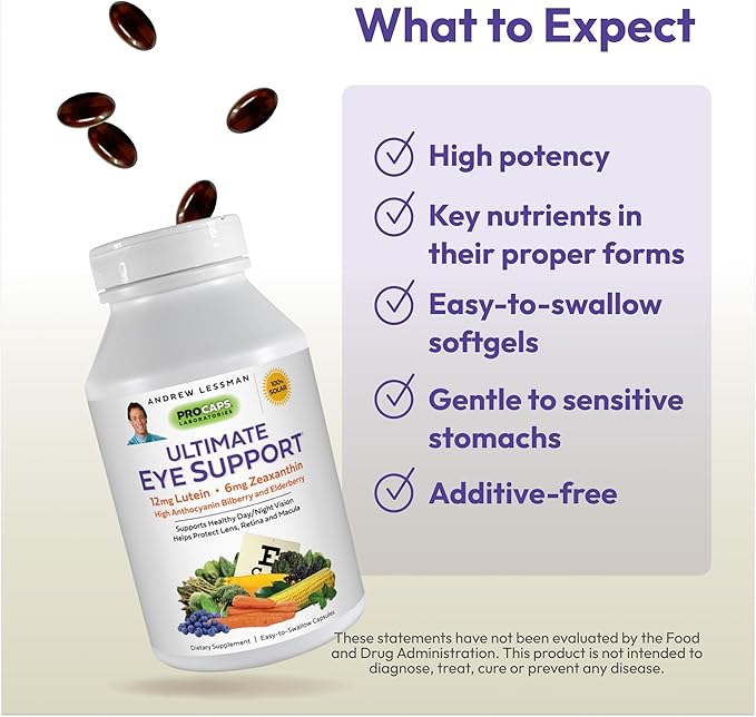 ANDREW LESSMAN Ultimate Eye Support 30 Softgels 12mg Lutein, 6mg Zeaxanthin,