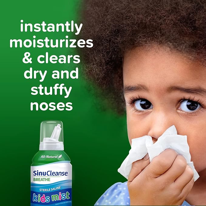 SinuCleanse Sterile Saline Kids Nasal Spray, 4.5 Oz (2 Pack),