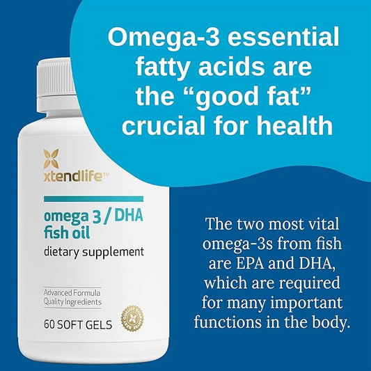 Xtendlife Omega 3/DHA Fish Oil 1100mg (700mg DHA), 3 Supplement (60 Count)