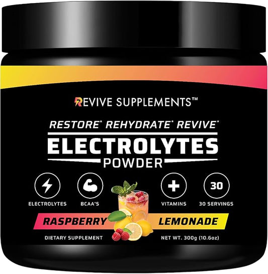 Raspberry Lemonade Electrolytes - Keto-Friendly Essential Vitamins and Electrolytes for fasting - BCAA Electrolyte Powder and Multivitamins for instant hydration - No Sugar - No Caffeine- Made in USA
