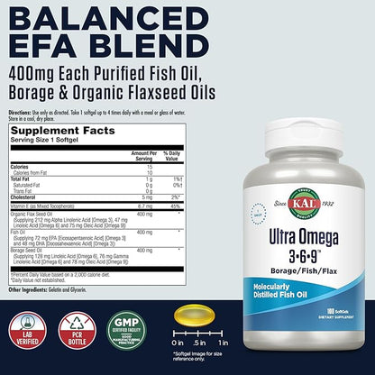KAL Ultra Omega 3-6-9 1200mg 100 Softgels