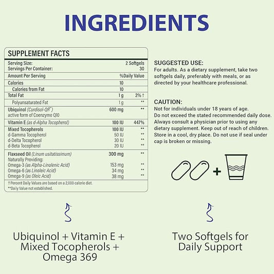 CoQ10 600mg Softgels CoQ10 Ubiquinol 3 6 6 9 9 | 240 Softgels