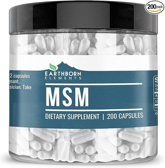 Earthborn Elements Methylsulfonylmethane (MSM) 200 Capsules,