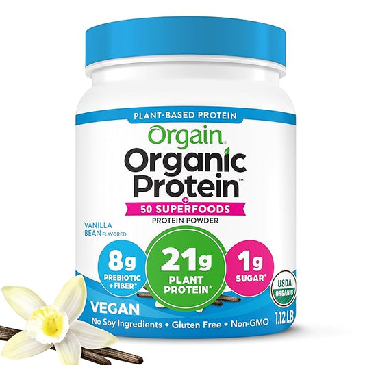 Orgain Organic Vegan Protein + 50 21g Plant 8g Prebiotic 1.12 lb