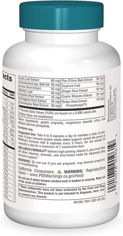 Source Naturals Wellness Formula, Advanced Immune Support*, Bio-Aligned Vitamins & Herbal Defense - Immune System Support Supplement & Immunity Booster - 120 Capsules