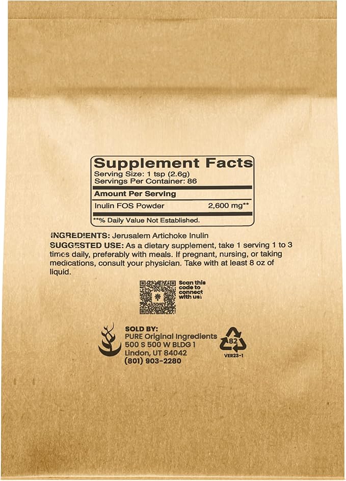 Pure Original Ingredients Inulin FOS Powder (8 oz)