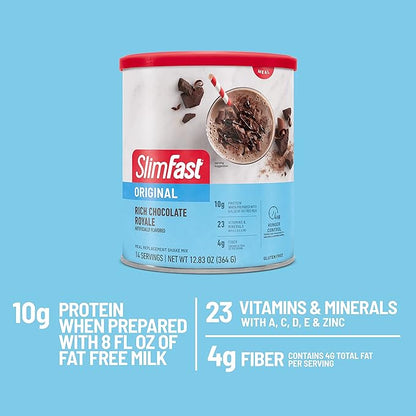 SlimFast Meal Replacement Powder, Original Rich 10g of 14 Servings 3) (Packaging