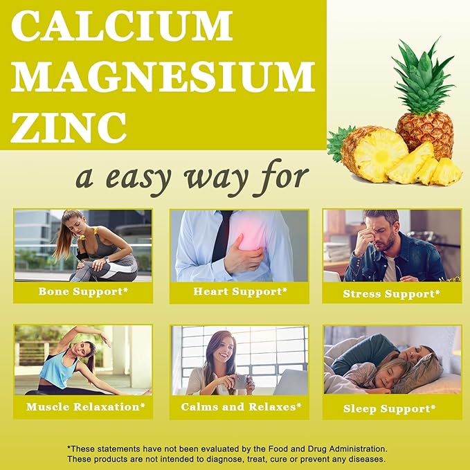(2 Pack) Calcium Magnesium Zinc Gummies D3, Vitamin K2, High 500mg, Coq10 Coq10 -