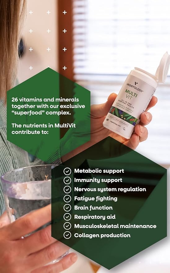 MultiVit Vegan Multivitamin Supplement, 26 Vitamin & Minerals – Vitamin Supplements for Metabolic, Brain Function & Immune Support – Multivitamin for Women, Men & Children