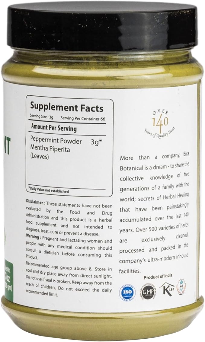 bixa BOTANICAL Peppermint Powder (Mentha Piperita) 200g (7 (7 Oz),