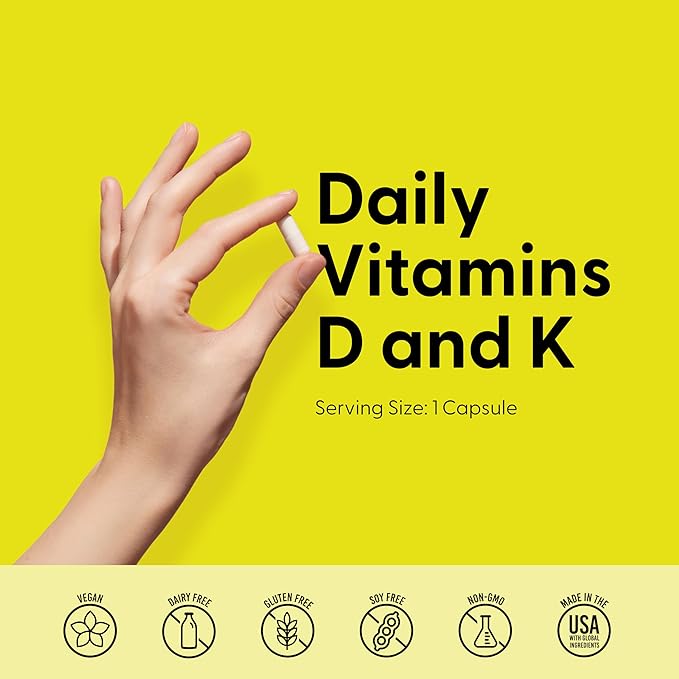 LIVELY VITAMIN CO. Solar Power Vitamin D3 5000 iu - Patented Vitamin K - MK7 - Immune Balance - Brain Function - Mood - Heart - Stress - 180 Count