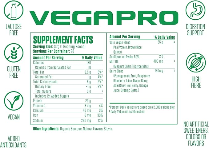 VegaPro Vegan Protein #1 Rated 20g Protein, (28 Servings)