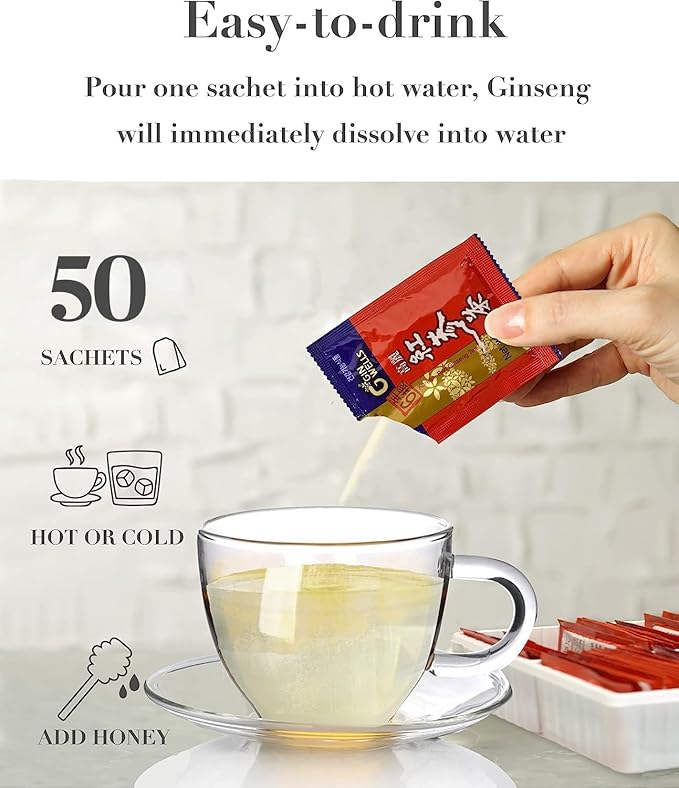 ILHWA Korean Red Ginseng Tea (150g, 0.11oz X 50 sachets) 6 Years Rg1+Rb1+Rg3