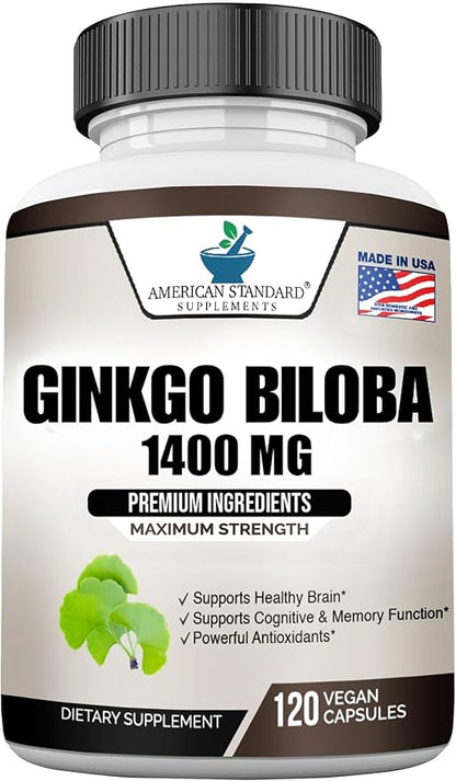 Ginkgo Biloba 1400mg, Organic Ginkgo Biloba, 120 Veg