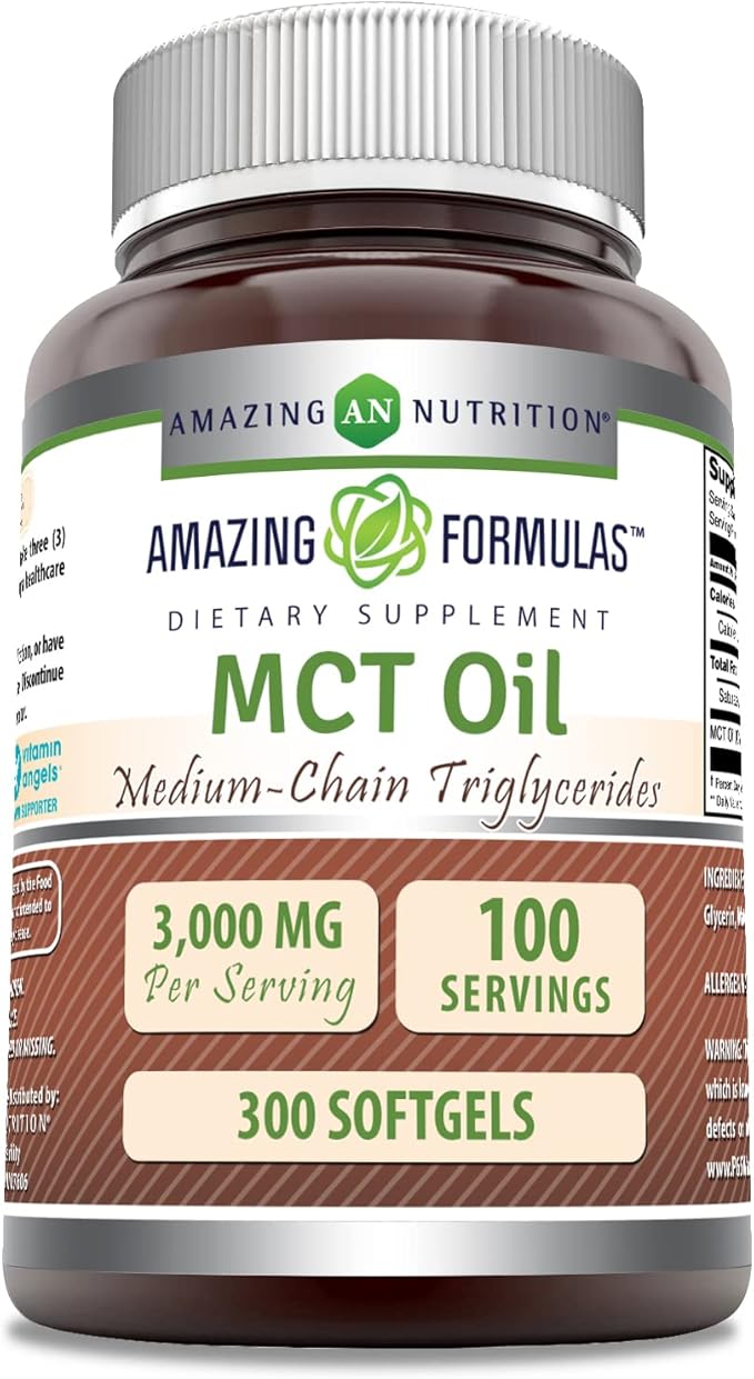 Amazing Formulas MCT Oil Supplement | 1000 Mg Per Serving | 300 Softgels | Non-GMO | Gluten-Free | Made in USA