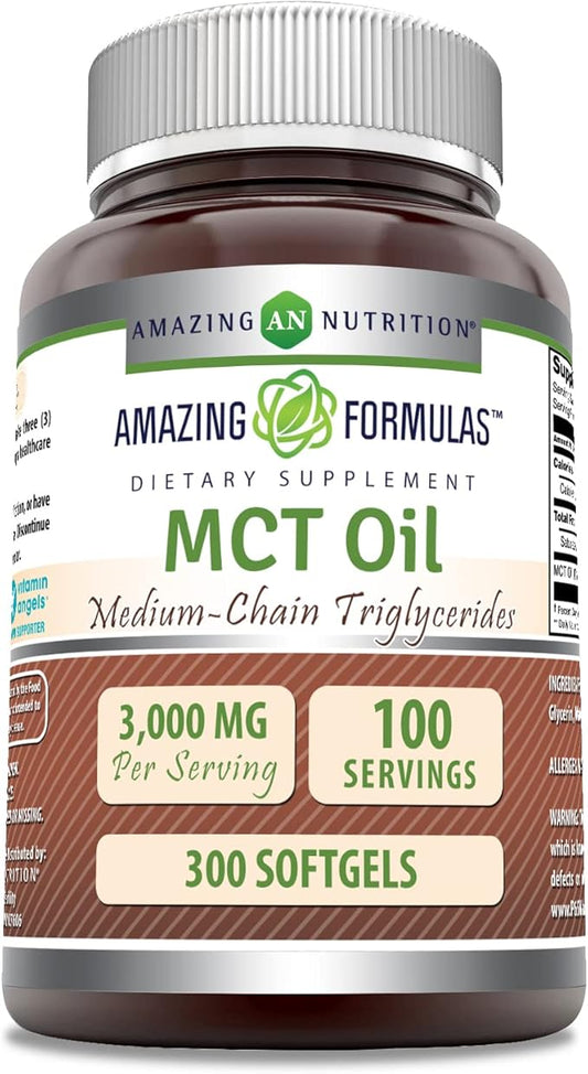Amazing Formulas MCT Oil Supplement | 1000 Mg Per Serving | 300 Softgels | Non-GMO | Gluten-Free | Made in USA