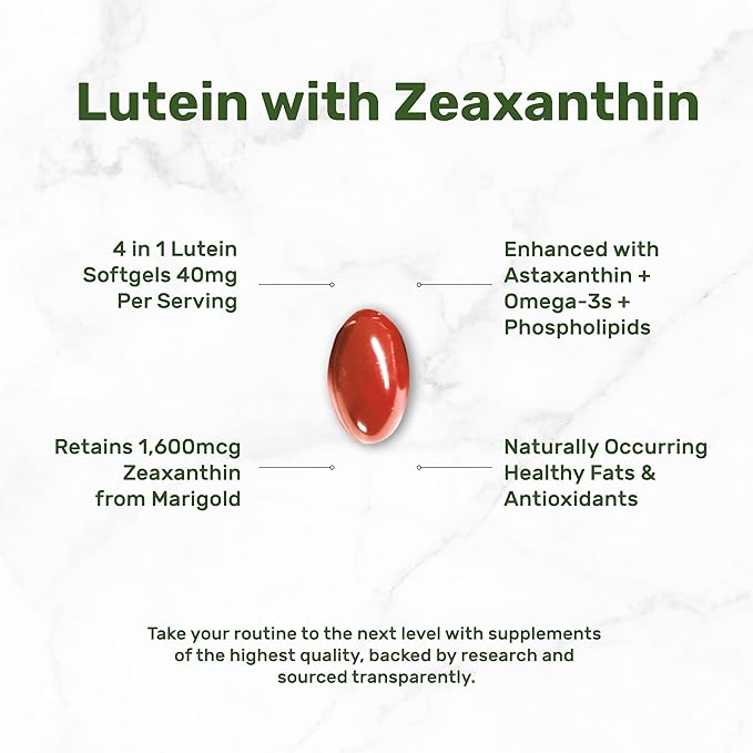DEAL SUPPLEMENT Lutein and Zeaxanthin Supplements, 40mg Per Serving | 300 Softgels, Enhanced with Astaxanthin, Omega-3s and Phospholipids, Essential Eye Vitamins & Vision Health Support